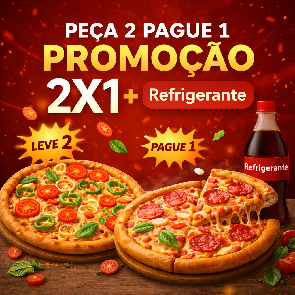 02 Pizzas M + 1 Refrigerante 2 Litros
